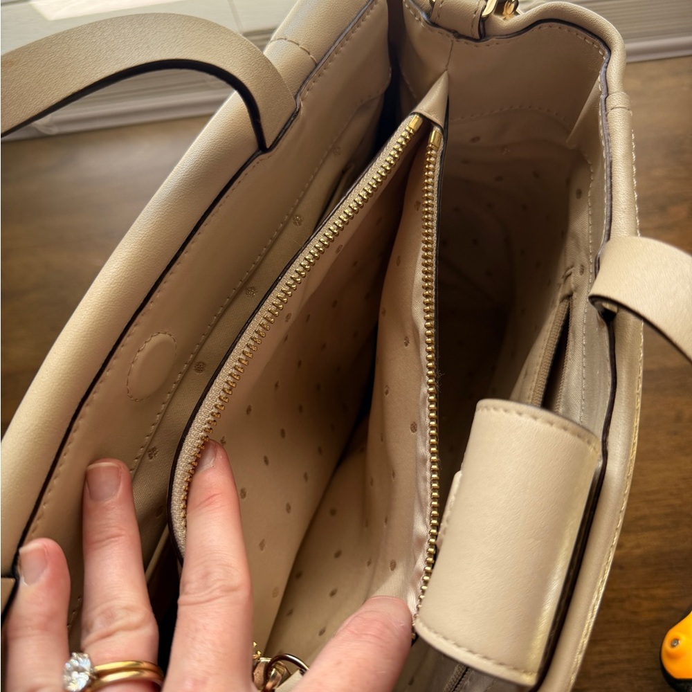 Kate Spade Ivory Leather Bow Satchel with Pyramid Stud Detail - Picture 6 of 13